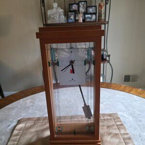 Elegant Wooden Pendulum Clock. Bulova Quartz